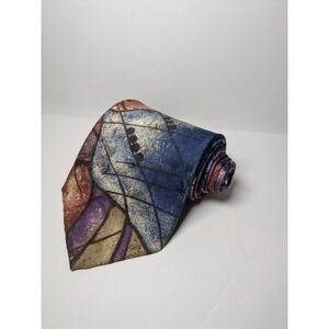 Zylos George Machado Tie Multicolor Abstract Necktie 100%‎ Silk 59" X 3.75"